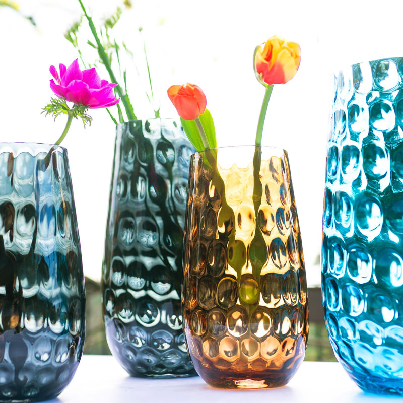 Bolla Glass Table Vase, 15" H x 7.25" W x 7.25" D, Gray