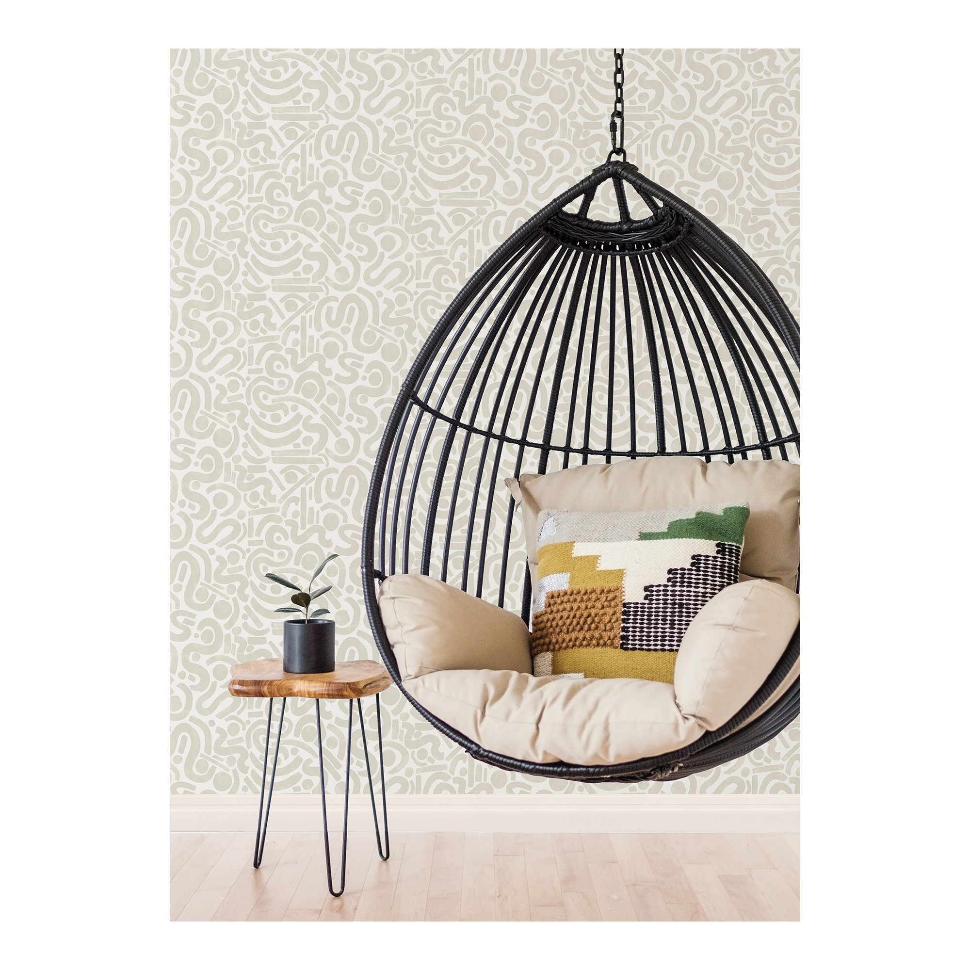 Peel & Stick Geometric Wallpaper, Taupe