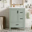 Meuble-lavabo moderne en bois vert avec lavabo en céramique pour espace compact