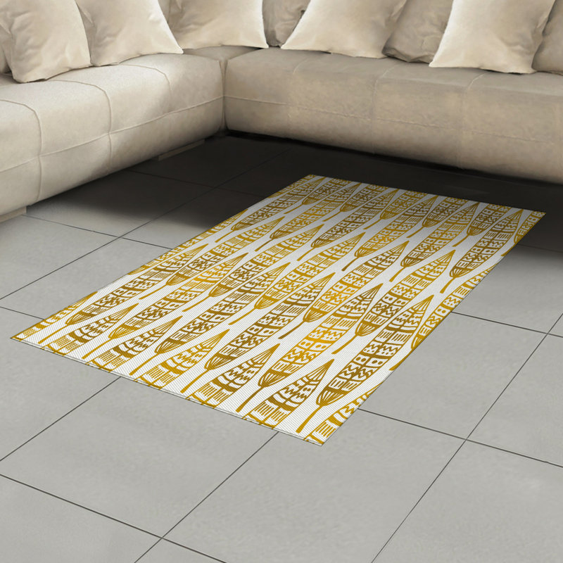 Tapis décoratif à longues fibres en polyester haute densité Feather, Rectangle— 4 pi x 5 pi 8 po