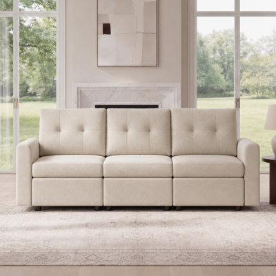 Alcester 95.1'' Upholstered Tufted Modular Sofa with Storage