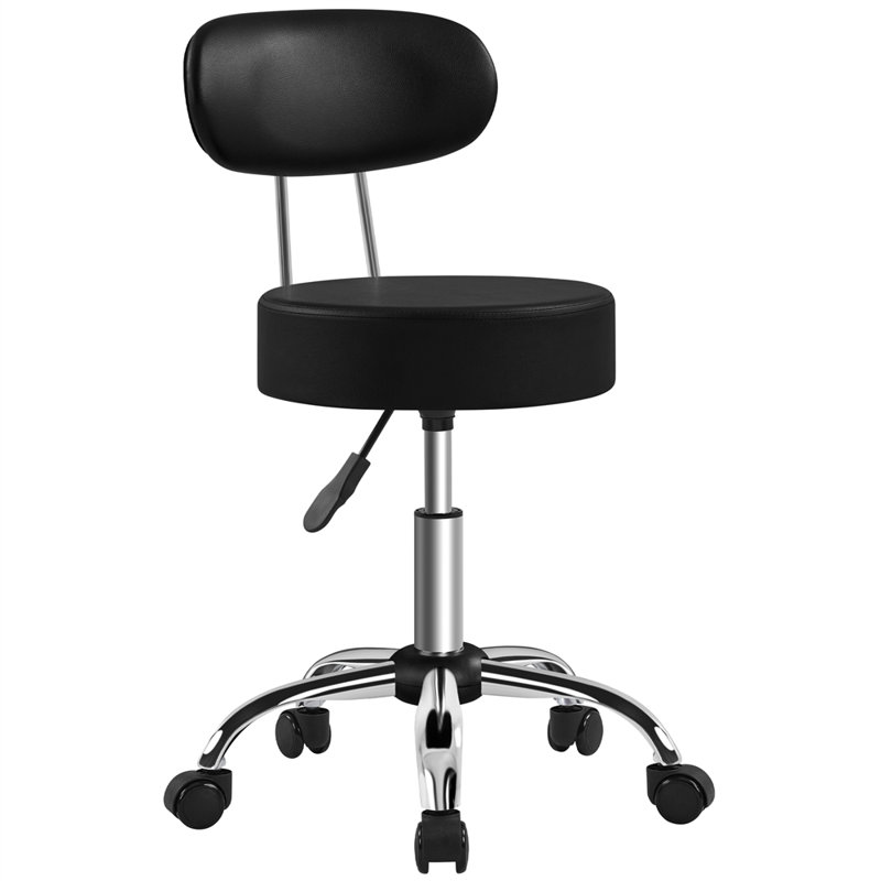Backed Adjustable Height Ergonomic Industrial Stool, Black
