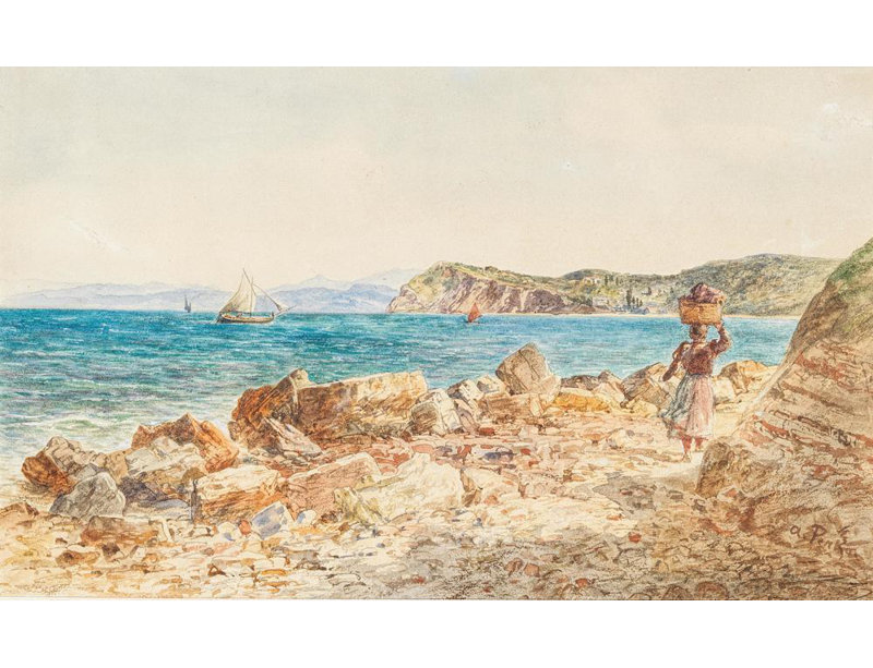«Coastal Motif Durazzo» par Anton Perko, reproduction d'art sur toile tendue avec châssis, H 48 po x l 33 po