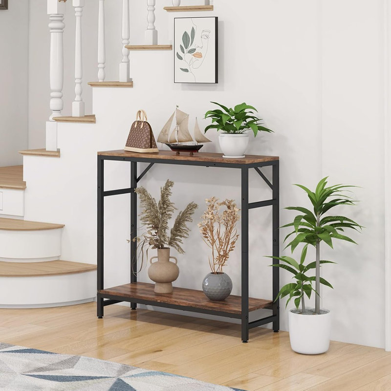 Narrow Console Table, Small Entryway Table With 2 Support Bar, 2...