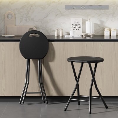 2 pièces 18 pouces de hauteur chaise pliante en plastique portable Tabouret de bar robuste pliable avec poignée pour adultes