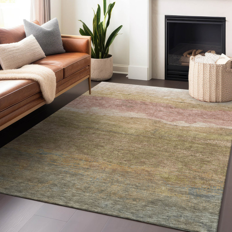Elien Brown Washable Indoor-Outdoor Rug - LOOMLAN, 2'6" x 3'10"