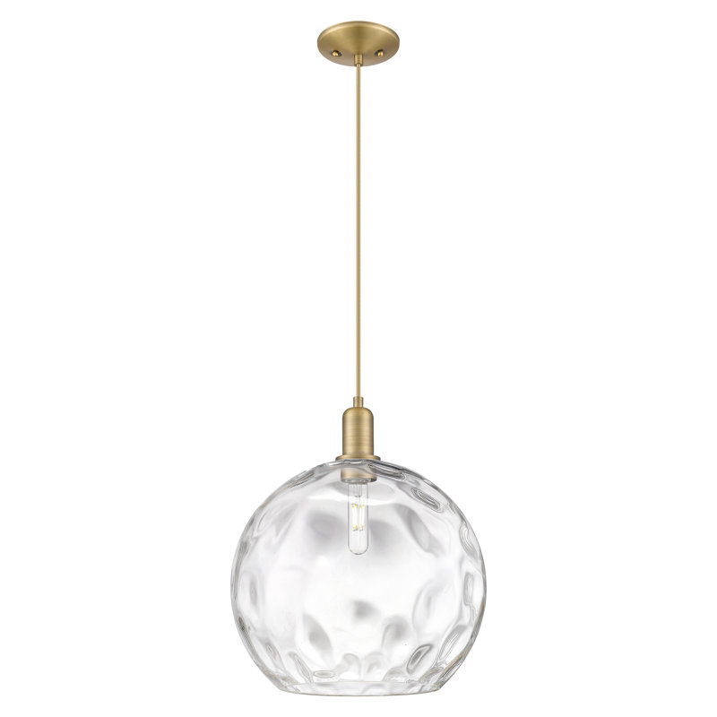 Mini-luminaire suspendu 1 lumière Arcadia, Laiton brossé, H 12,13 po x l 13 po x P 13 po
