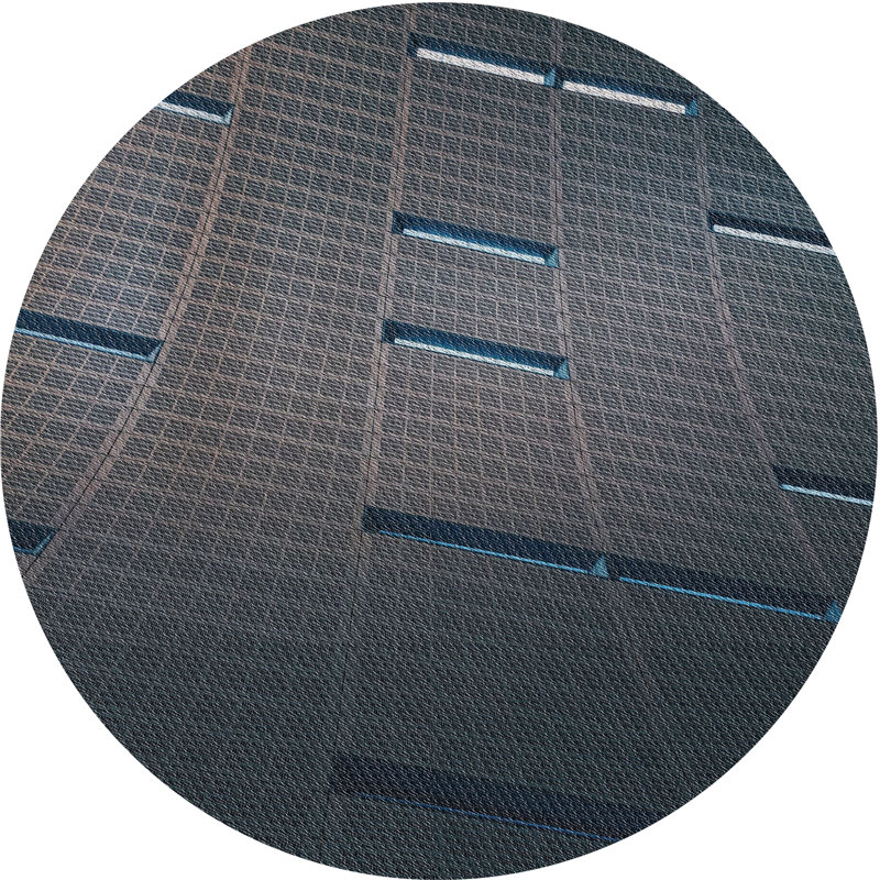 Tapis gris/bleu à tisser électrique, Rond 5 pi