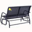 Banc à bascule d'extérieur 2 places, chaise berçante double pour patio avec structure en acier durable pour jardin et terrasse, noir