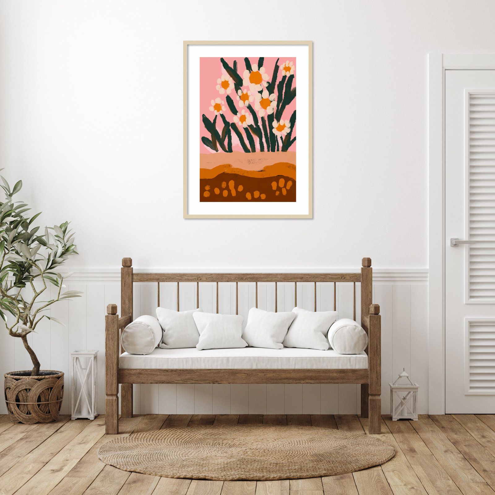 Galya "Pastel Flower Impression No 3" Print, 41" H x 30" W, Brown