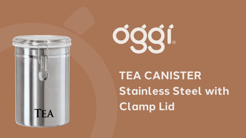 OGGI Stainless Steel Kitchen Canister 26 fl oz - Airtight Clamp Lid, Clear  See-Thru Top - Ideal for Kitchen Storage, Food Storage, Pantry Storage.