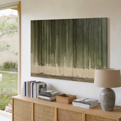 Wall Art Canvas Verdant Stripes Abstract Canvasminimalist Green And Beige Geometric Art Ready To Hang Gallery Wrapped Home Decor Decor