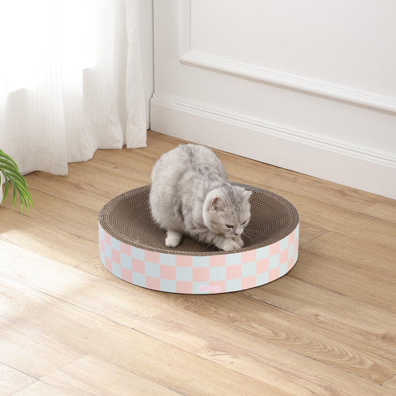 Grattoir pour chat en forme de bol rond et moderne en forme de bol 20,13 po Nelson, Rose clair / menthe