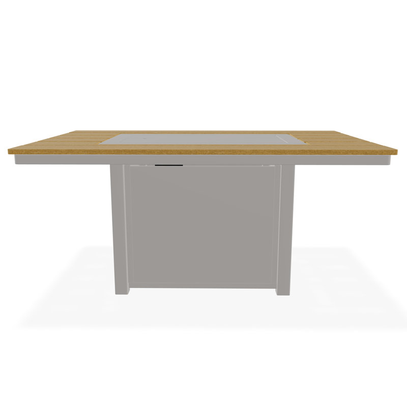 36" x 54" Rustic Polymer Fire Table with Propane Shelf, Warm Gray