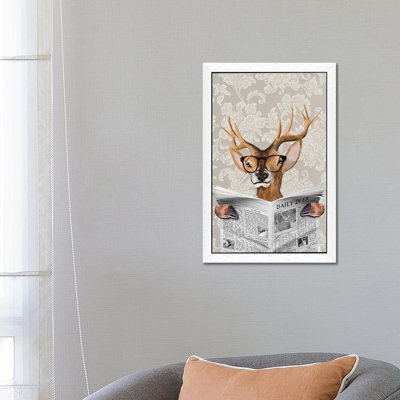 Deer Reading Newspaper by Coco de Paris - 1 Piece Wall Art on Canvas