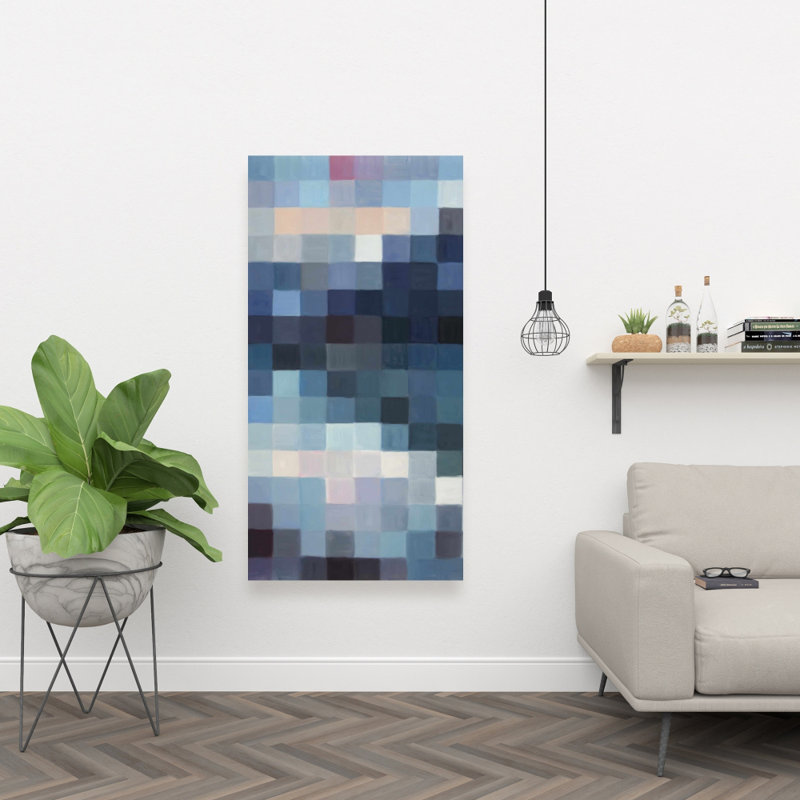 Pixelated Mountainous Landscape - Livingroom Blue, art sur toile