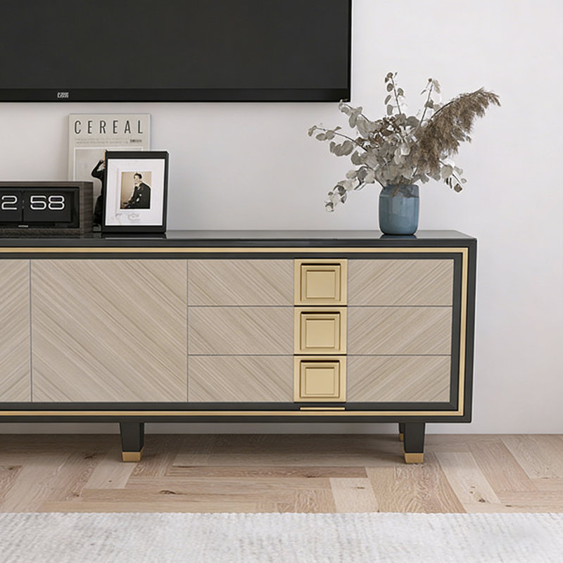 Meuble télé rétro en bois manufacturé noir, 94.49