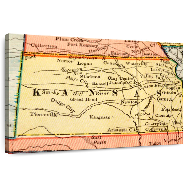 Carte de l'ancien style Kansas, H 8 po x l 12 po