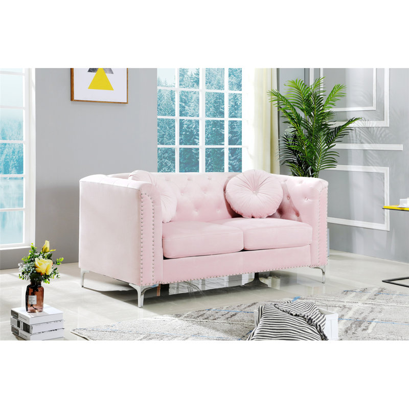 Causeuse de réception en tissu Marliz, Rose