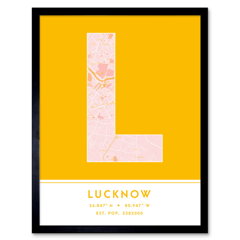 Lucknow India City Map by Wee Blue Coo - Single Picture Frame Typography