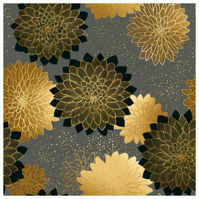 Golden Chrysanthemum Pattern Quilted Bedspread All Sizes