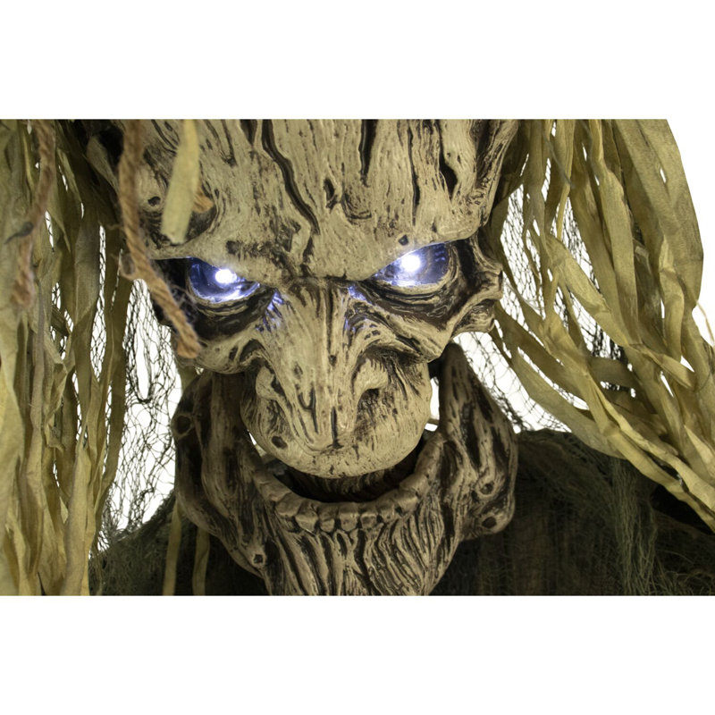 Haunted Hill Farm 75 In. Life-Size Scary Talking Tree Man Halloween Animatronic with Touch Activated Lights and Sound