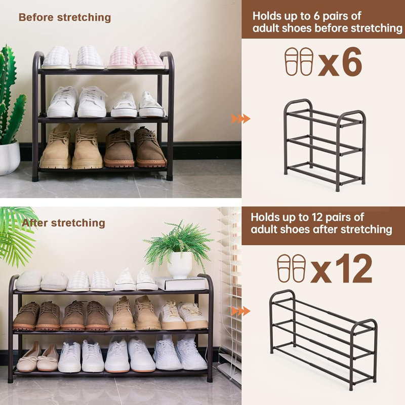 Range-chaussures extensible à 3 niveaux, noir