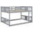 Gray Full Over Bunk Bed With - Solid Construction For Added Stability With And Guardrails-1741289380