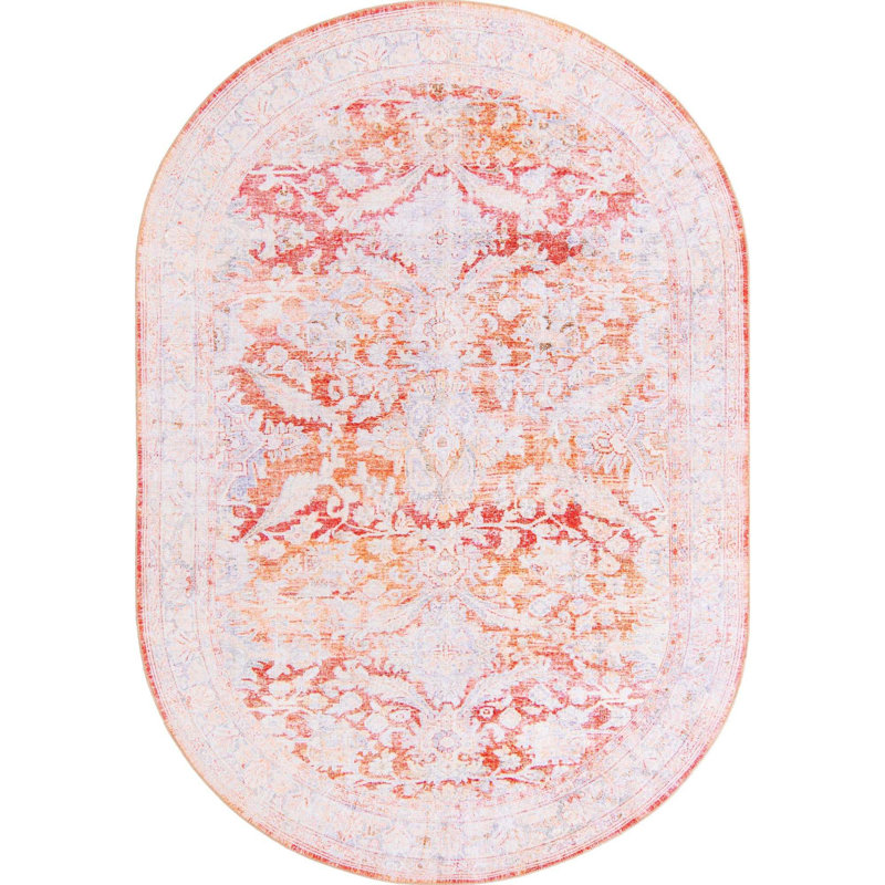 Tapis oriental rouge / gris, Ovale 7 pi 6 po x 10 pi 6 po