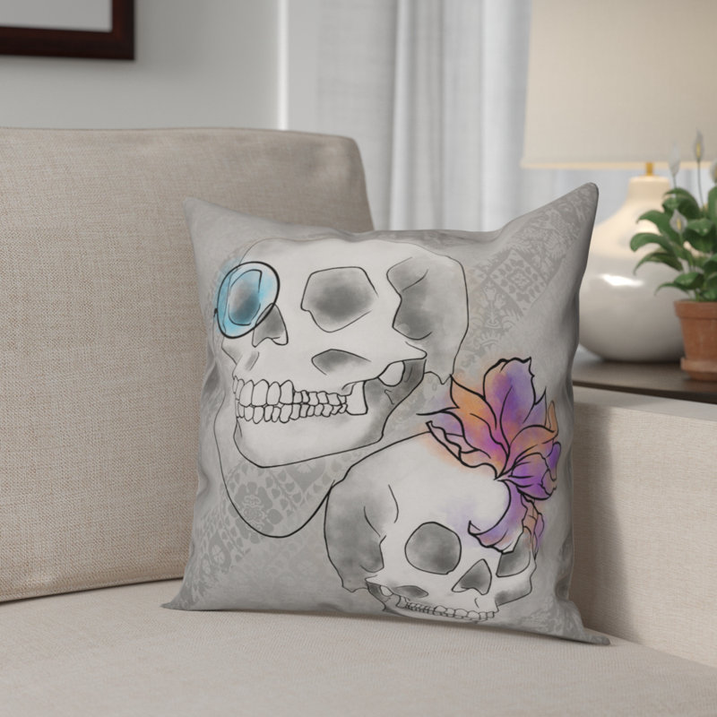Sophisticated Skulls Outdoor Reversible Throw Pillow, Indoor
