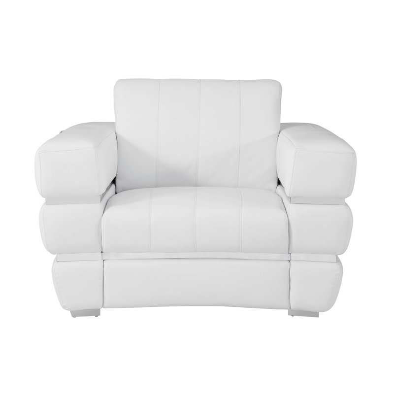 Chaise en cuir Monza, Cuir véritable blanc