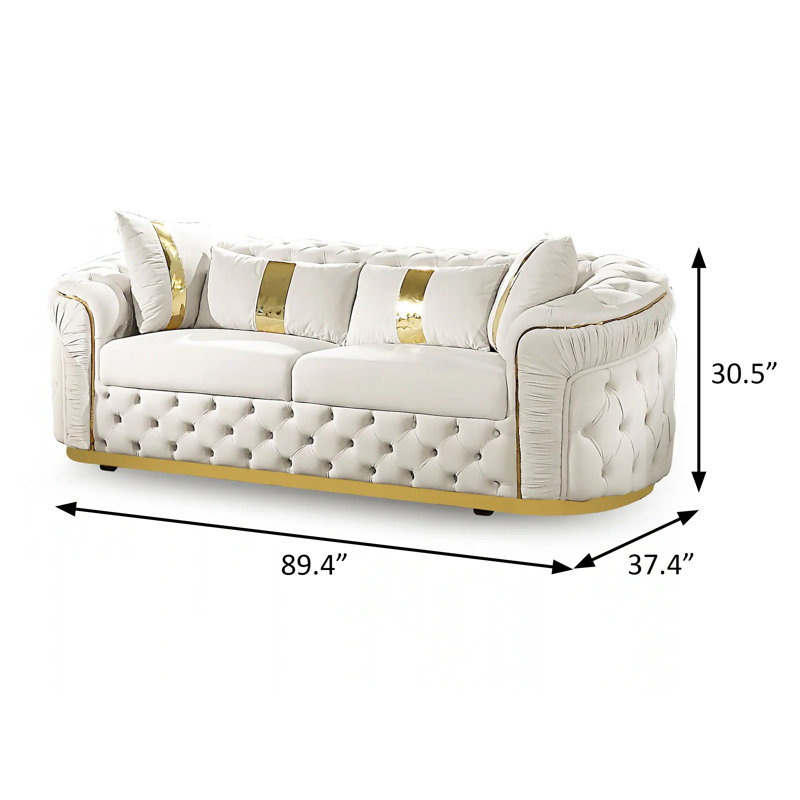 Canapé Glam 89,4 ", beige / or