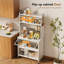 Kitchen Storage Cabinets, Pantry Cupboard With 5 Tiers Bakers Rack, Kitchen Shelves With Transparent Flip Door & 4 Rolling Wheels-194824273