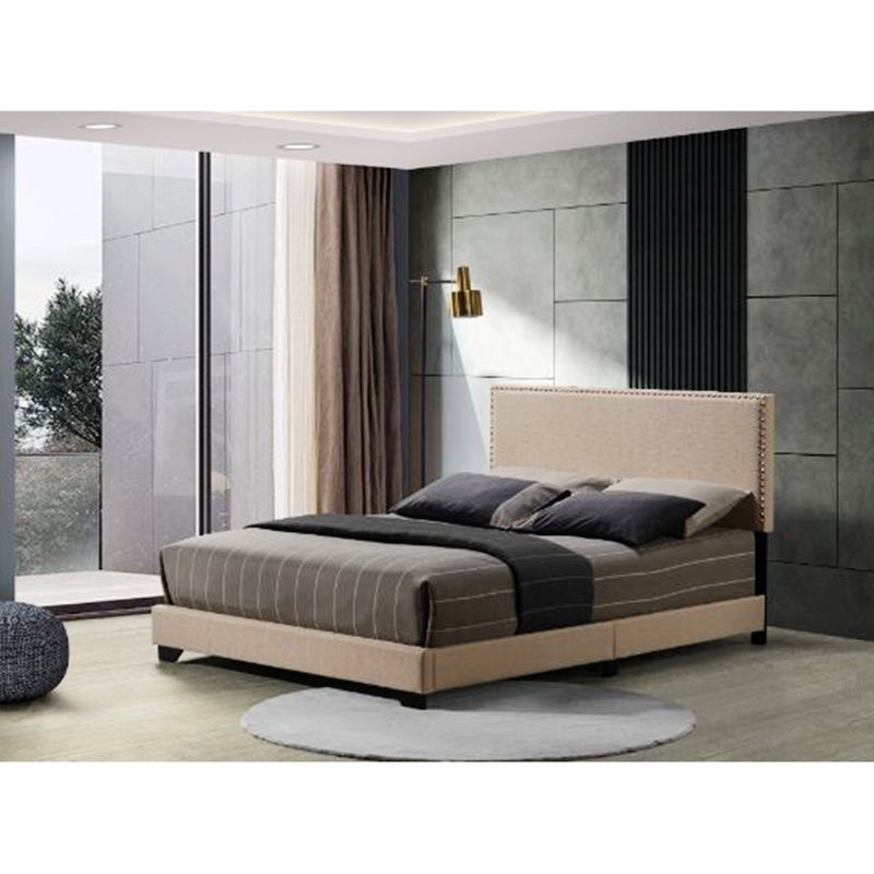 Upholstered Standard Bed, Beige