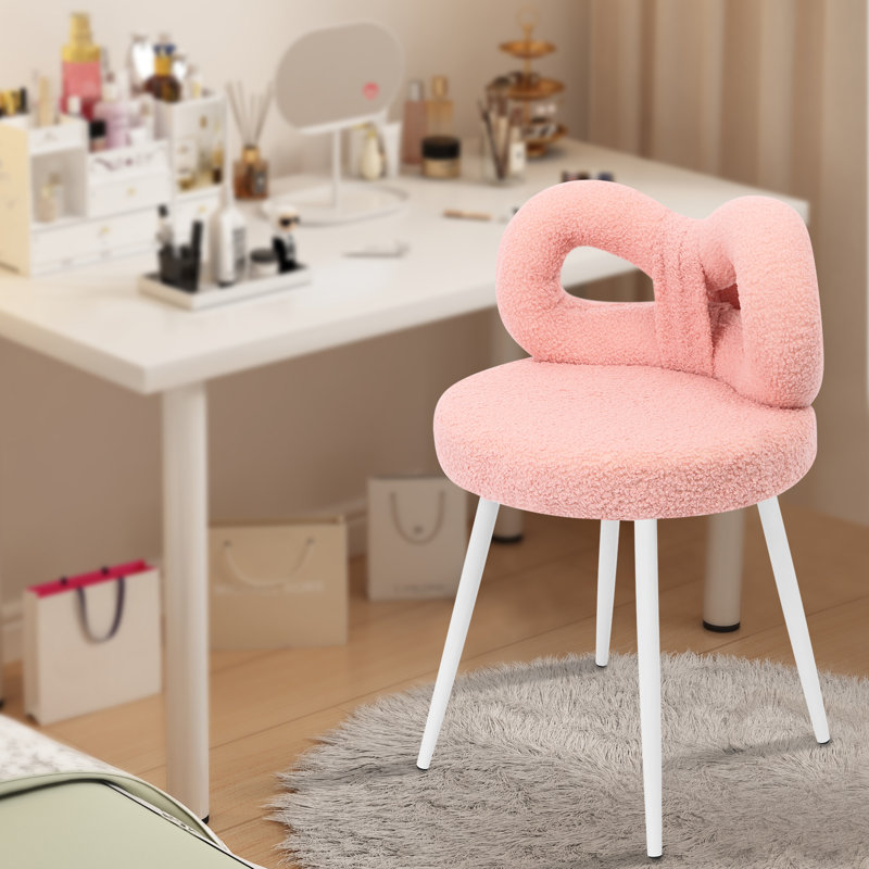 Fauteuil de maquillage avec coussin et dossier moelleux, Rose
