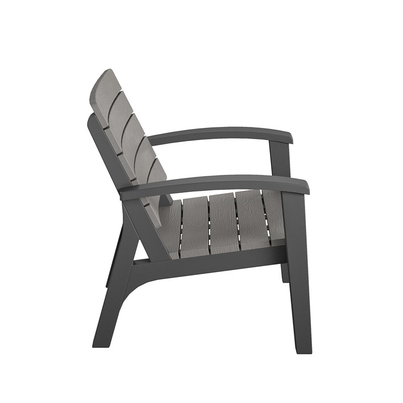 COSCO Gray and Black 3-Piece Resin Chat Set with Coffee Table