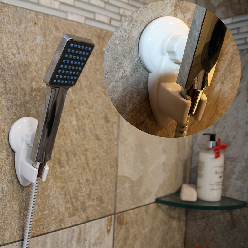 White Plastic Rust Resistant Suction Shower Head Bracket