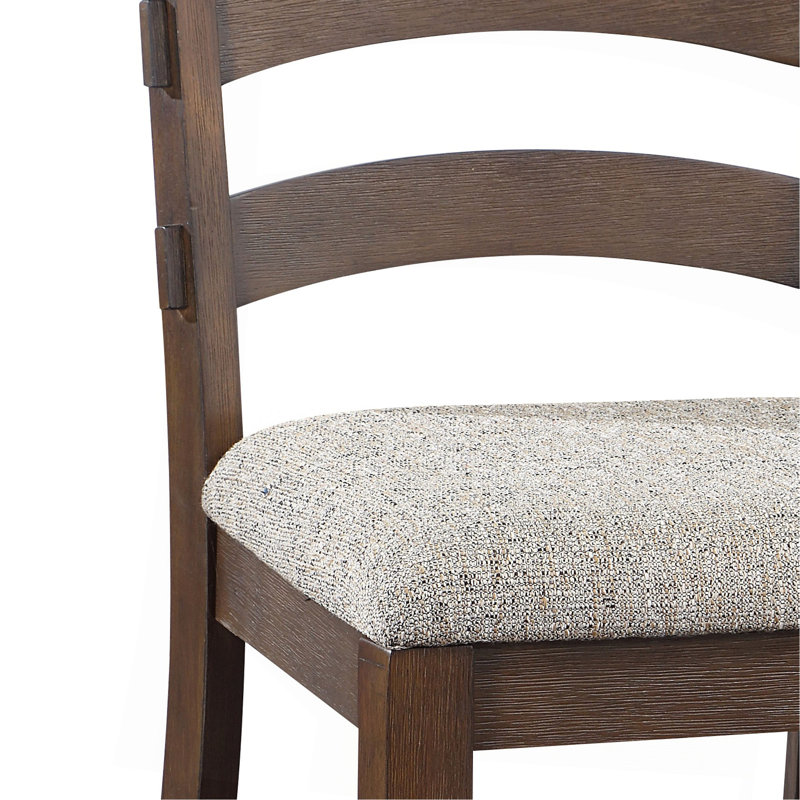 Ensemble de 2 chaises d'appoint en tissu gris, brun rustique et chêne