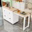 Îlot de cuisine avec table de salle à manger extensible, armoire à 4 portes, 2 tiroirs et support à épices-1511452498