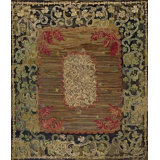 Antique American Usa Floral Medallion Wool Hand Knotted Pile 1880s Rug