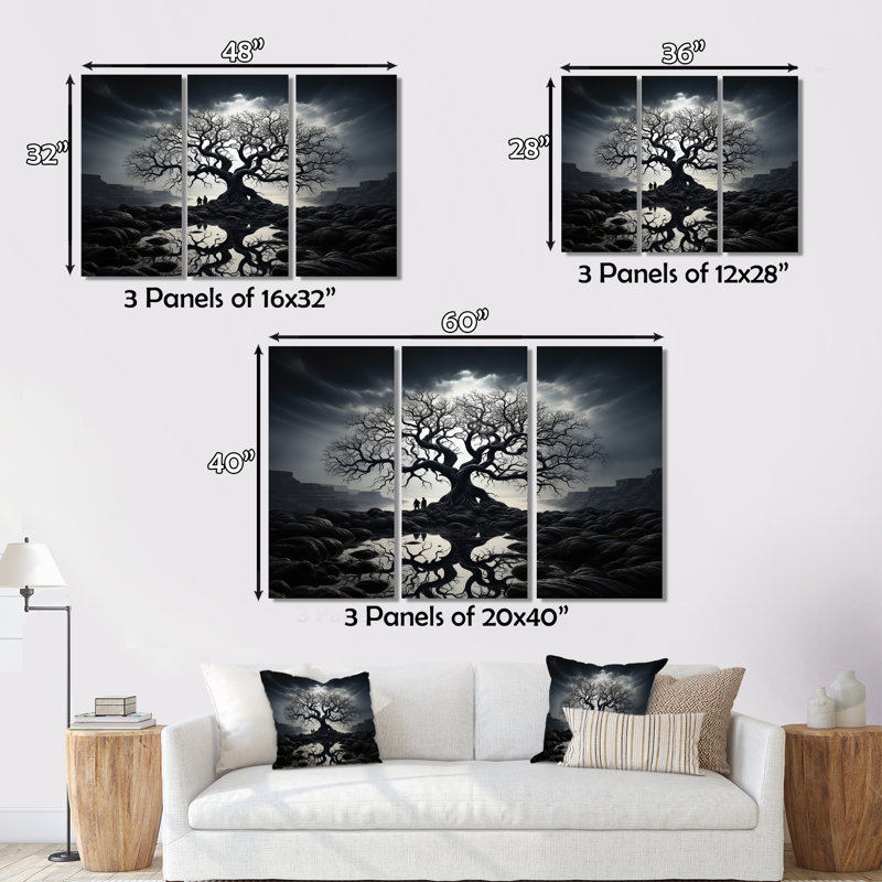 «The Contrast Tree Monicol II», reproduction d'art sur toile, H 16 po x l 32 po x P 1 po, Argent argent