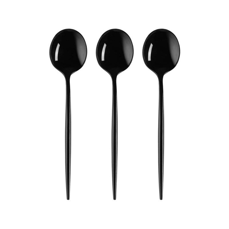 Solid Black Moderno Disposable Plastic Dessert Spoons