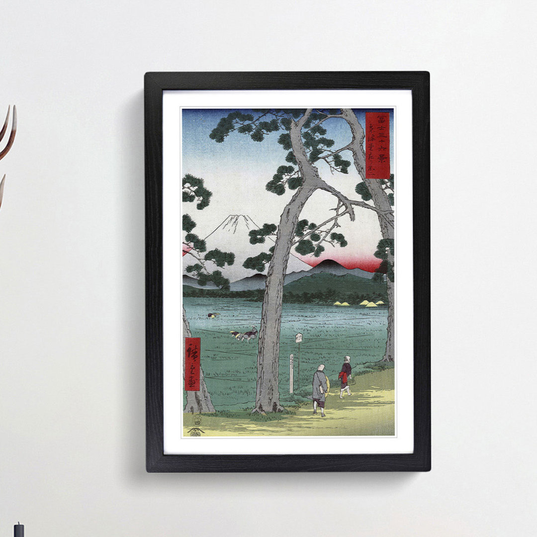 Fuji on the Left of Tokaido Road by Utagawa Hiroshige - Framed Print
