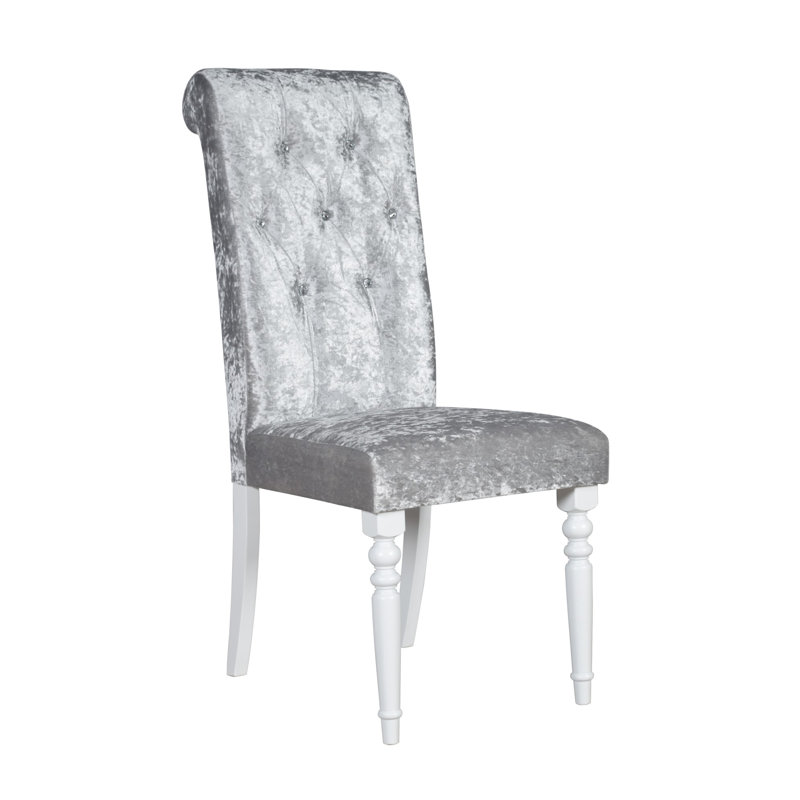 Maeda 19.3'' H Tufted Velvet Upholstered Dining Chair, White