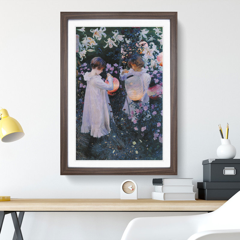 Carnation, Lily, Rose by John Singer Sargent - Framed Print, 48cm H x 36cm W x 2cm D, Walnut Framed