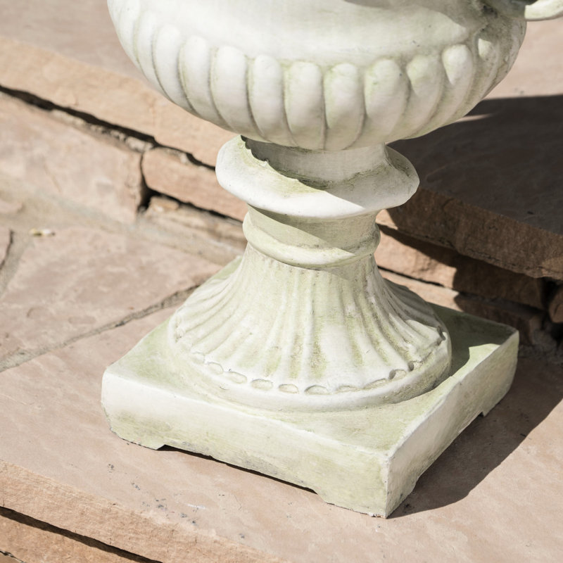 Urne de jardin en oxyde de magnésium - construction légère en béton, l 17,37 po x P 17,37 po x H 24,2 po, sans assemblage, béton à fleurs blanc, couleur