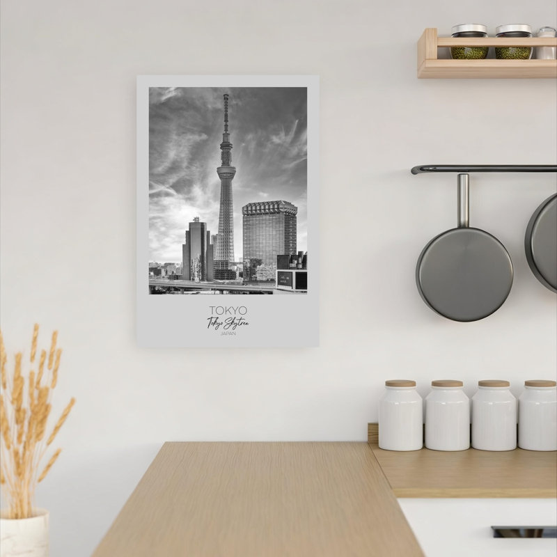 Tokyo Skytree Cityscape Modern Abstract Architecture City Wall Art Print by Melanie Viola - Wrapped Canvas Print
