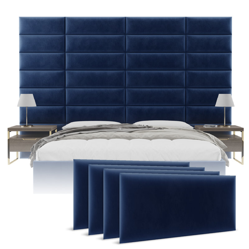 All Upholstered Headboard, Velvet Navy, Large