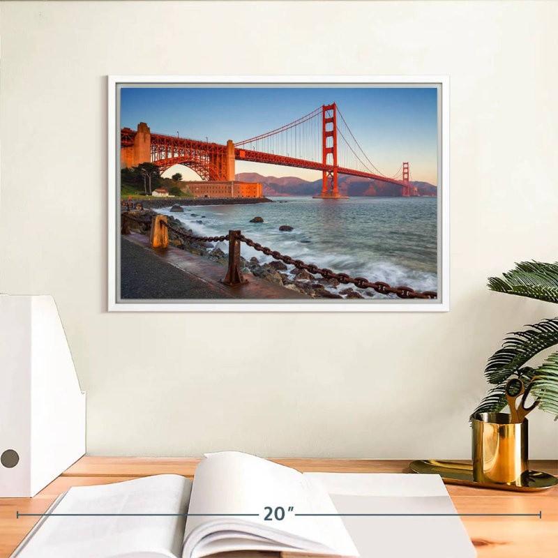 Golden Gate Bridge Waters, Cadre flottant blanc, 13 po x 9 po