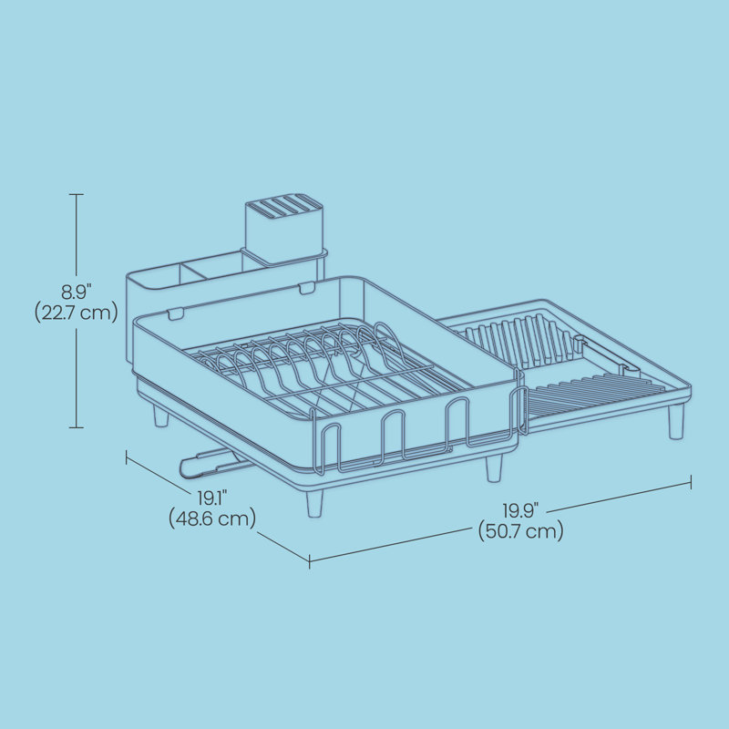 Égouttoir à vaisselle, séchoir à vaisselle extensible pour la cuisine avec bec réglable, porte-ustensiles